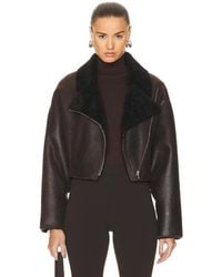Nour Hammour - Colorado Cropped Shearling Bombardier Jacket - Lyst