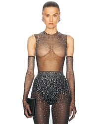 Alex Perry - Crystal Mesh Bodysuit - Lyst