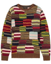 Beams Plus - Crew Hand Knit Patchwork Sweater - Lyst