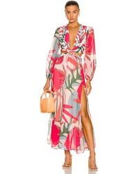 PATBO Rio Print Plunge Maxi Dress - Pink