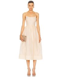 Zimmermann - Natura Ruched Midi Dress - Lyst