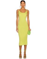 $145 2 ENZA COSTA Sleeveless Jersey Silk Ribbed Knit Tank Midi Dress Yellow M 