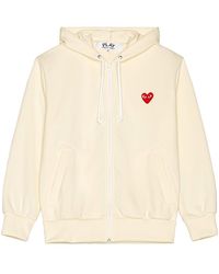 COMME DES GARÇONS PLAY - Zip Poly Hoodie With Red Emblem - Lyst