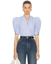 FRAME - Ruched Puff Sleeve Shirt - Lyst