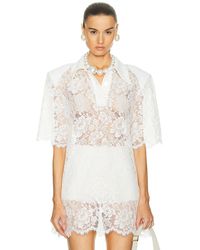 ROWEN ROSE - Lace Polo Short Sleeve Top - Lyst