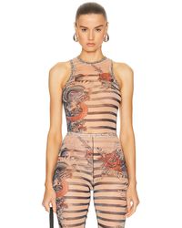 Jean Paul Gaultier - Printed Mariniere Tattoo Sleeveless Bodysuit - Lyst