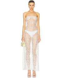 Sid Neigum - Sheer Floral Embroidered Strapless Dress - Lyst