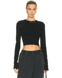 ÉTERNE - Cropped Long Sleeve Fitted Top - Lyst