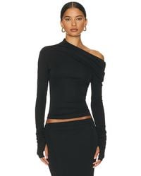 Helsa - Matte Jersey Drape Shoulder Top - Lyst