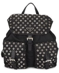 Prada - Grommet Embellished Tessuto Backpack - Lyst