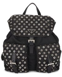 Prada - Grommet Embellished Tessuto Backpack - Lyst