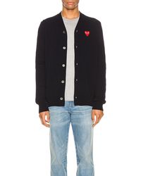 COMME DES GARÇONS PLAY - Lambswool Cardigan With Red Emblem - Lyst
