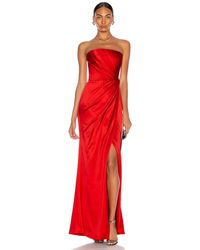 Rasario Asymmetric Draped Corset Gown - Rot