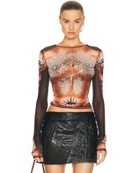 Jean Paul Gaultier - Printed Safe Sex Tattoo Long Sleeve Crew Neck Top - Lyst