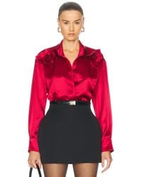 AKNVAS - Flor Satin Two Roses Button Down Shirt - Lyst