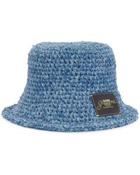 Ganni - Denim Handknit Bucket Hat - Lyst