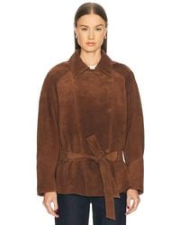 AEXAE - Leather Suede Belted Jacket - Lyst