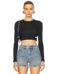 Alexander Wang - Crystal Hotfix Cropped Long Sleeve Top - Lyst