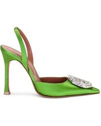 AMINA MUADDI - Camelia Satin 105 Sling Heel - Lyst