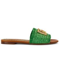 Dolce & Gabbana - Raffia Flat Slide - Lyst