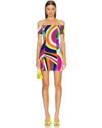 Emilio Pucci - Printed Off-shoulder Mini Dress - Lyst