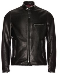 Schott Nyc - Waxed Natural Pebbled Cowhide Cafe Leather Jacket - Lyst