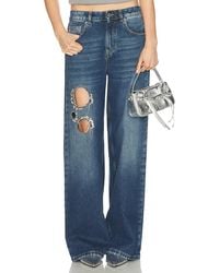 Area - Crystal Chain Cutout Relaxed Leg - Lyst