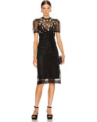 Miu Miu Short Sleeve Floral Embroidered Dress - Schwarz