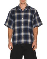Wacko Maria Type-1 Ombre Check Open Collar Shirt in Gray for Men