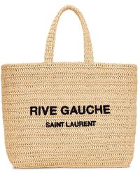 rive gauche supple tote bag in raffia crochet