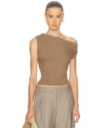 Leset - Lauren Ruched Asymmetrical Shoulder Top - Lyst
