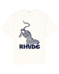 Rhude Leoparden-T-Shirt - Weiß