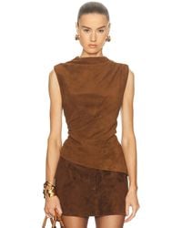 AEXAE - X Revolve Leather Suede Ruched Top - Lyst