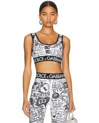 Dolce & Gabbana - Printed Logo Crop Top - Lyst