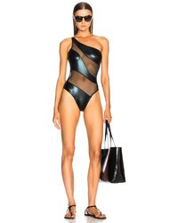 Norma Kamali - Mio One Shoulder Mesh Panelled Swimsuit - Lyst