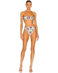 Adriana Degreas Twisted Flower High Leg Strapless Bikini - White