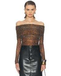 LAPOINTE - Printed Mesh Off The Shoulder Top - Lyst