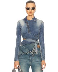 Y. Project - Wrap Fitted Denim Jacket - Lyst