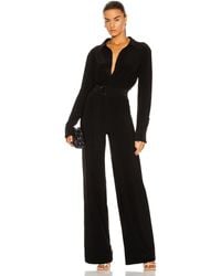 Norma Kamali High-neck Jersey Wide-leg Jumpsuit in Black - Lyst