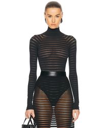Alaïa - Striped Highneck Bodysuit - Lyst