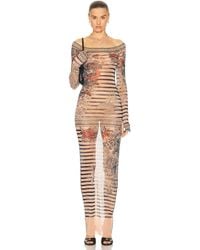 Jean Paul Gaultier - Marinière Graphic-print Woven Maxi Dress X - Lyst