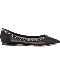 Valentino Rockstud Ballerina Flats - Black