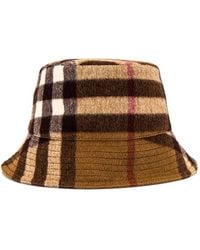 Burberry - Cashmere Giant Check Bucket Hat - Lyst