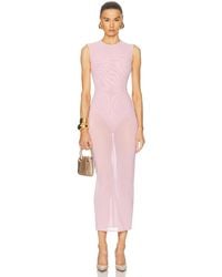 Alex Perry - Sleeveless Power Mesh Midi Dress - Lyst