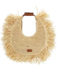 STAUD - Large Raffia Moon Tote Bag - Lyst