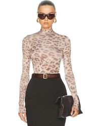 LAPOINTE - Printed Jersey Mock Neck Bodysuit - Lyst