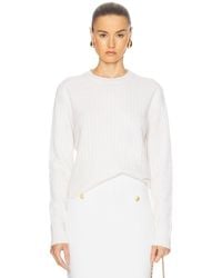 Enza Costa - Powder Cashmere Cable Knit Crewneck Sweater - Lyst