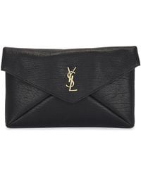 Saint Laurent - Envelope Cassandre Large Leather Clutch - Lyst
