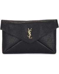 Saint Laurent - Leather Cassandre Envelope Pouch - Lyst
