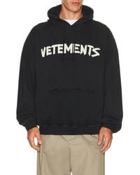 Vetements - Tape Logo Destroyed Hoodie - Lyst